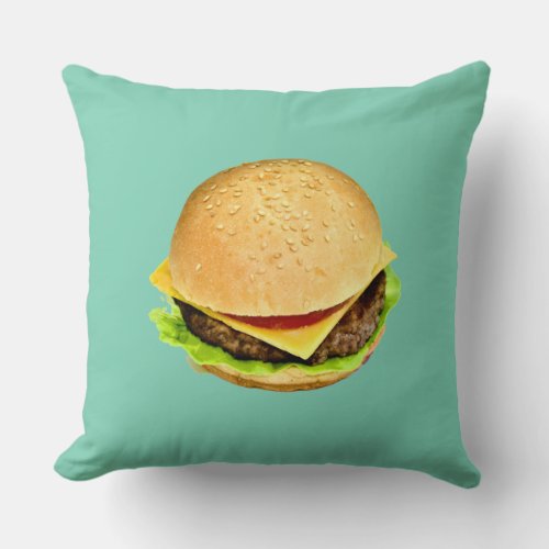 A Big Juicy Cheeseburger Photo Throw Pillow