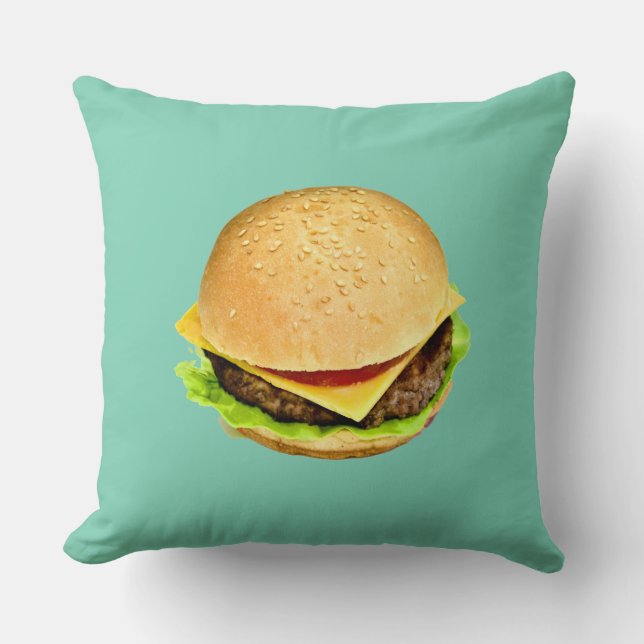 A Big Juicy Cheeseburger Photo Throw Pillow (Front)