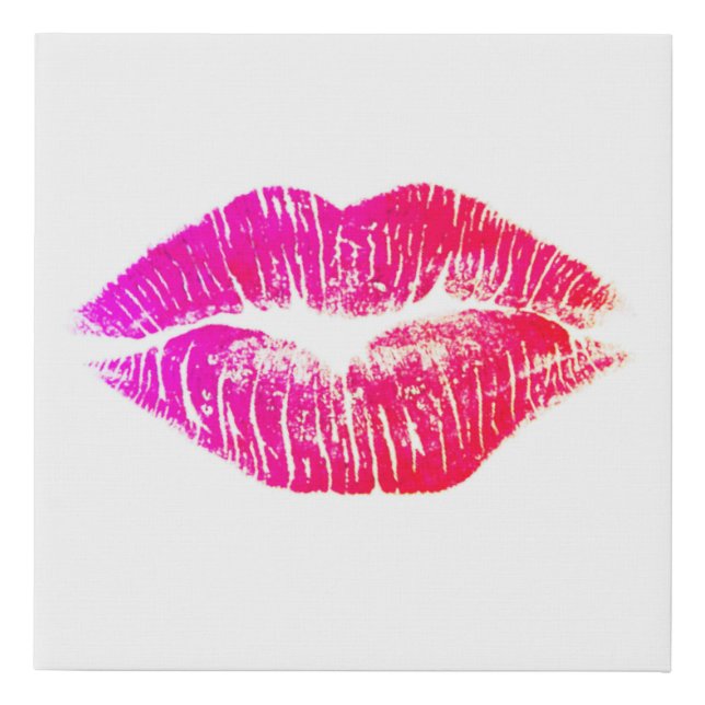 A Big Kiss Pink and Red Lips Modern Wall Art (Front)