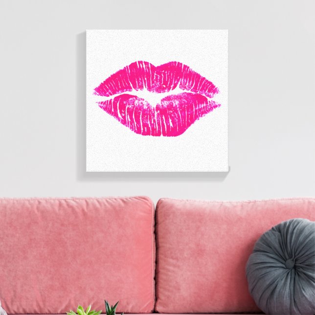 A Big Kiss Pink Lips Modern Wall Art Version 2 (Insitu(LivingRoom))