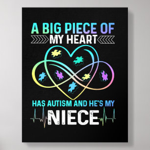 A Big Piece My Heart Has Autism and He's My Niece Foam Core Photo Tile