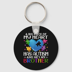 A Big Piece Of My Heart Has Autism And Hes My Brot Keychain
