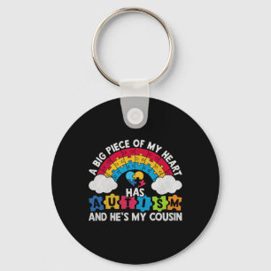 A Big Piece Of My Heart Has Autism And He's My Cou Keychain