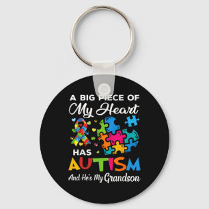 A Big Piece Of My Heart Has Autism And He's My Gra Keychain