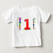A Big Red 1 between colorful Happy Birthday