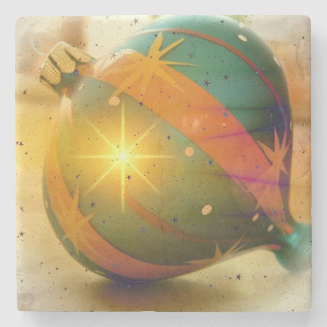 A Big Shiny Christmas Ornament Stone Coaster (Front)