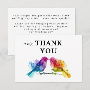 🌈A big Thank you  LGBTQ+  Rainbow Lovebirds Card