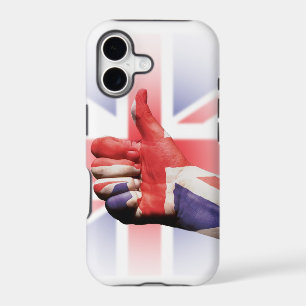 A big thumbs up 'like' with the Union Jack flag iPhone 17 Case