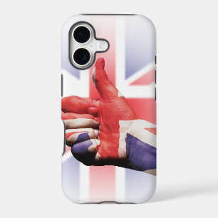A big thumbs up 'like' with the Union Jack flag iPhone 17 Case