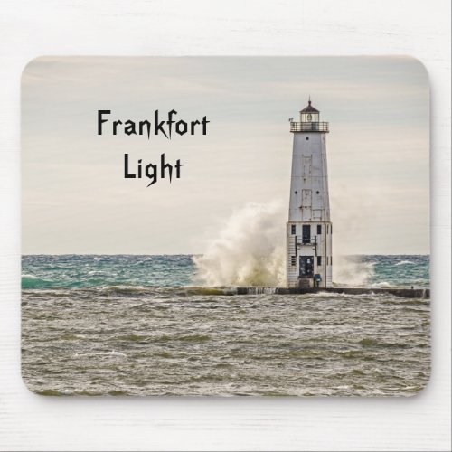 A Big Wave Crashes into the Frankfort Light Mouse Pad