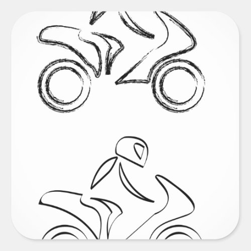 A biker on a motorbike with sketch effect square sticker