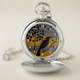 A Bird Among the Feathers Pocket Watch