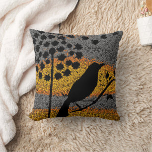 A Bird Among the Feathers Throw Pillow