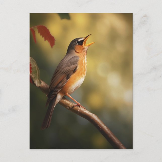 A bird singing in the morning postcard (Front)