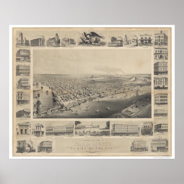 A Birds-Eye View Sacramento, 1857 Poster (Front)