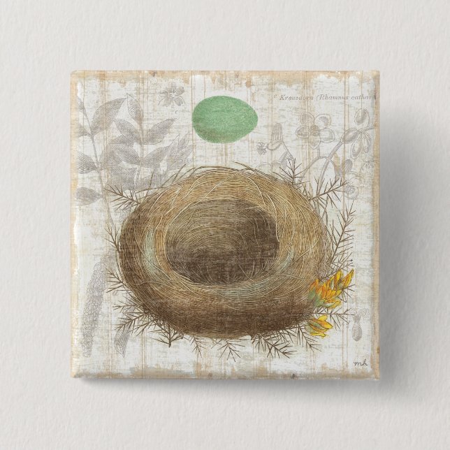 A Bird's Nest with a Green Egg Button (Front)