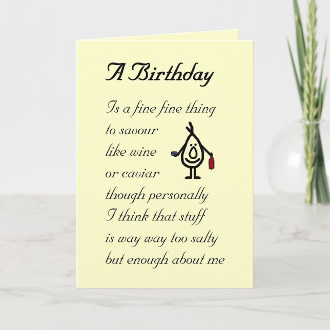 A Birthday - a funny birthday poem Card (Front)