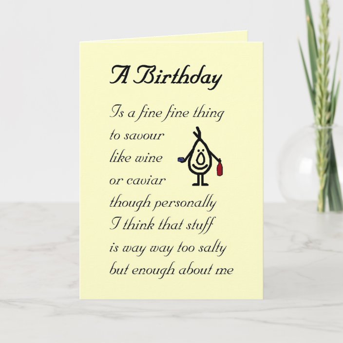 A Birthday - a funny birthday poem Card | Zazzle.com