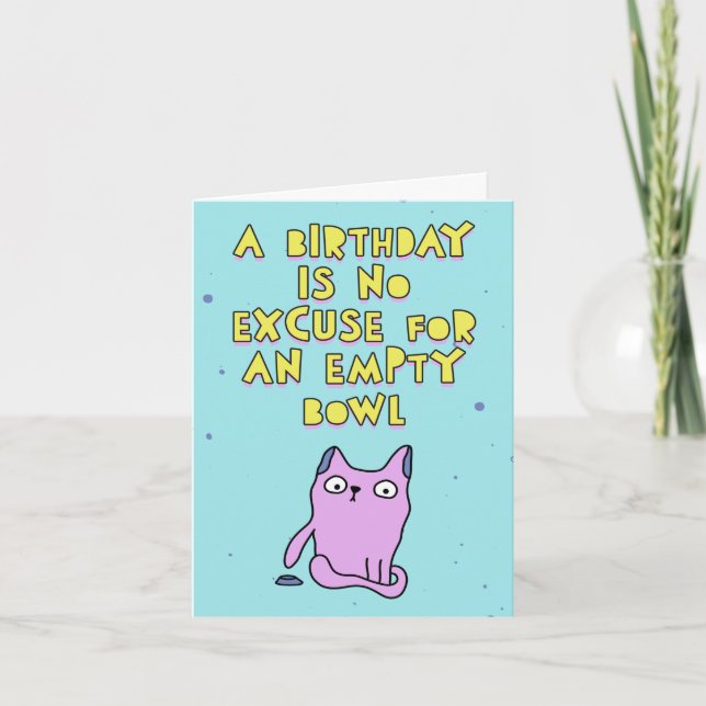 A birthday card from the cat, customizable message (Front)