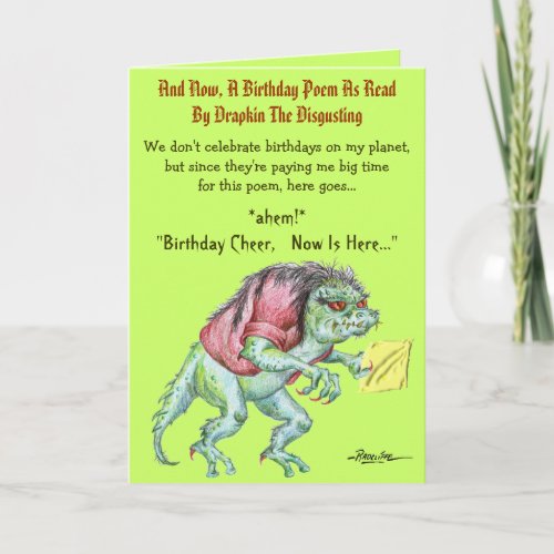A Birthday Poem by Drapkin the Disgusting Card