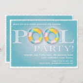A Birthday Pool Party Floating Tubes in the Water Invitation (Front/Back)