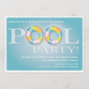 A Birthday Pool Party Floating Tubes in the Water Invitation