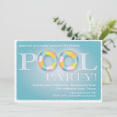 A Birthday Pool Party Floating Tubes in the Water Invitation (Standing Front)
