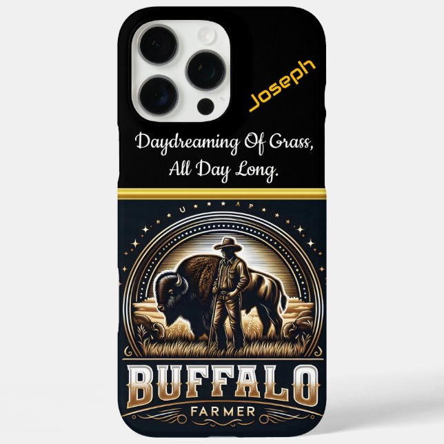 A Bison Farmer Stands Proudly in Golden Fields Case-Mate iPhone Case (Back)
