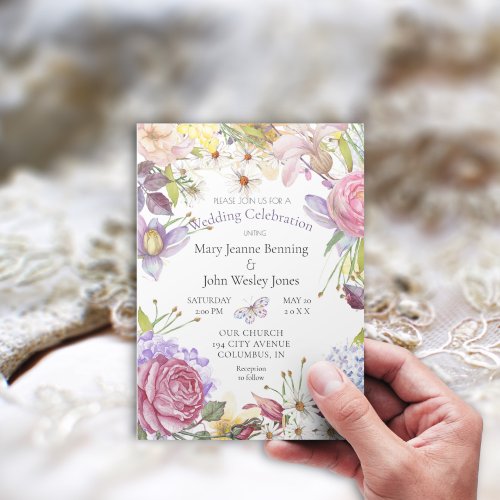 A Bit Boho Floral Sunny Wedding Invitation