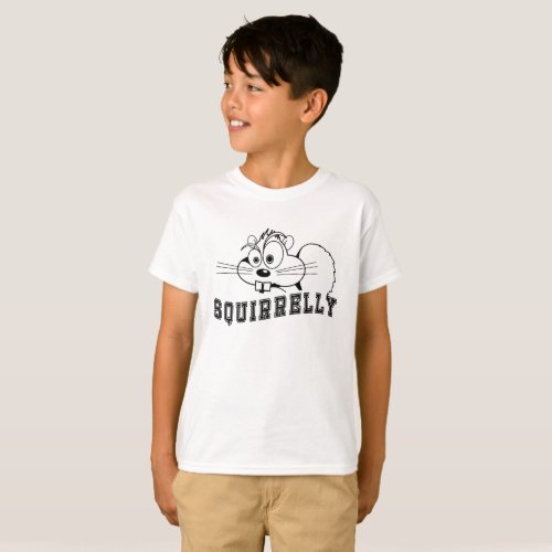 A Bit Squirrelly Squirrel Black Line Art Kids T_Sh T_Shirt