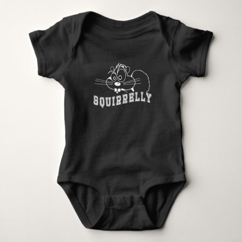 A Bit Squirrelly Squirrel White Line Art Baby Bodysuit