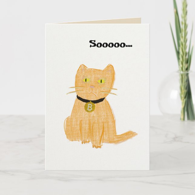 A Bitcoin Kitty, Happy Birthday! Card (Front)