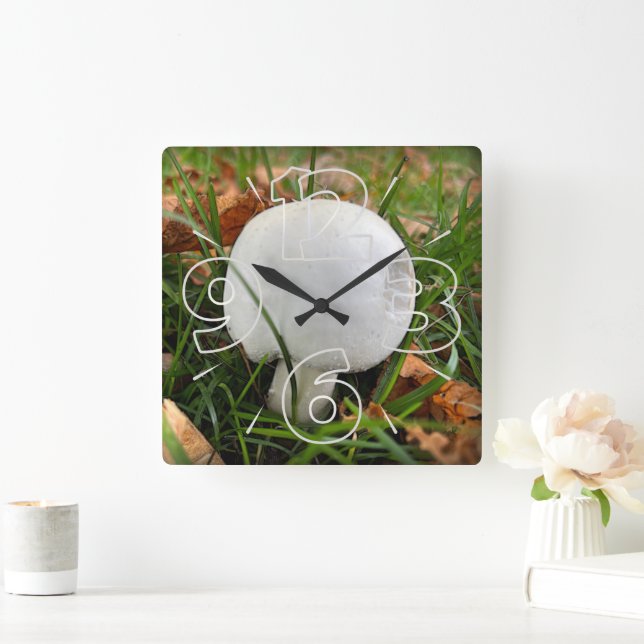 A bitten mushroom square wall clock (Home)