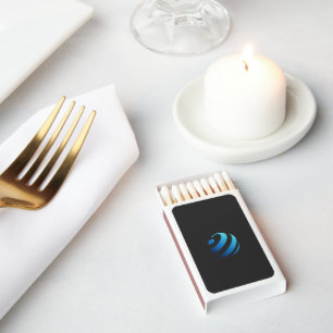 a black and blue logo with a wave on it matchboxes