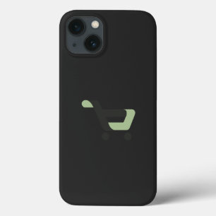 a black and green logo with a shopping cart iPhone 13 case
