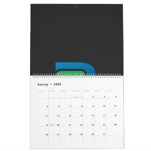 a black and green logo with the letter r calendar