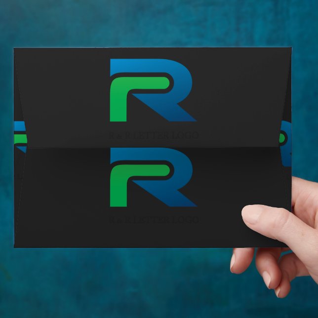 a black and green logo with the letter r envelope (Hand)