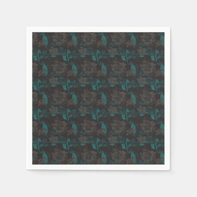 a black and green pattern with a black background napkins (Front)