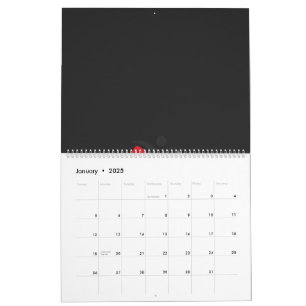 a black and red logo with a person in the center calendar
