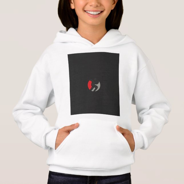 a black and red logo with a person in the center hoodie (Front)
