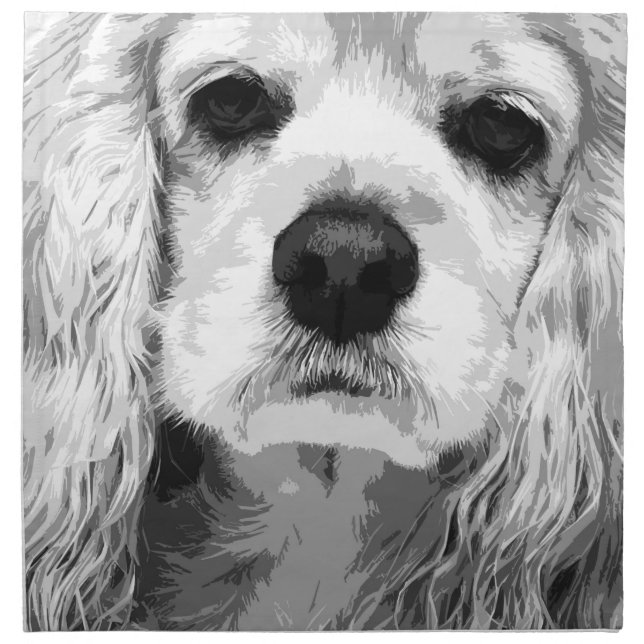 A black and white American cocker spaniel Napkin (Front)