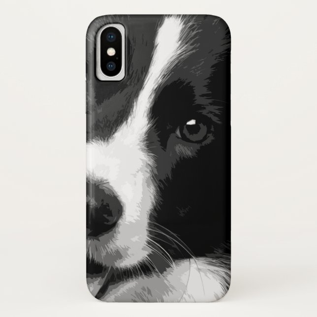 A black and white Border collie Case-Mate iPhone Case (Back)