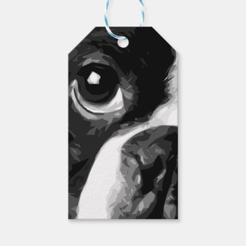 A black and white Boston terrier Gift Tags