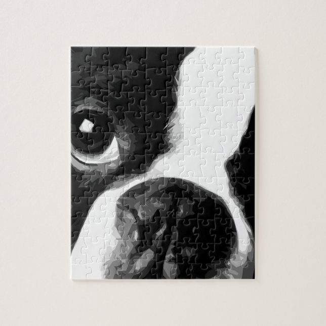 A black and white Boston terrier Jigsaw Puzzle (Vertical)