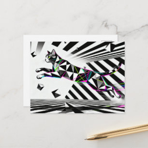 A black and white cat optical illusion postcard