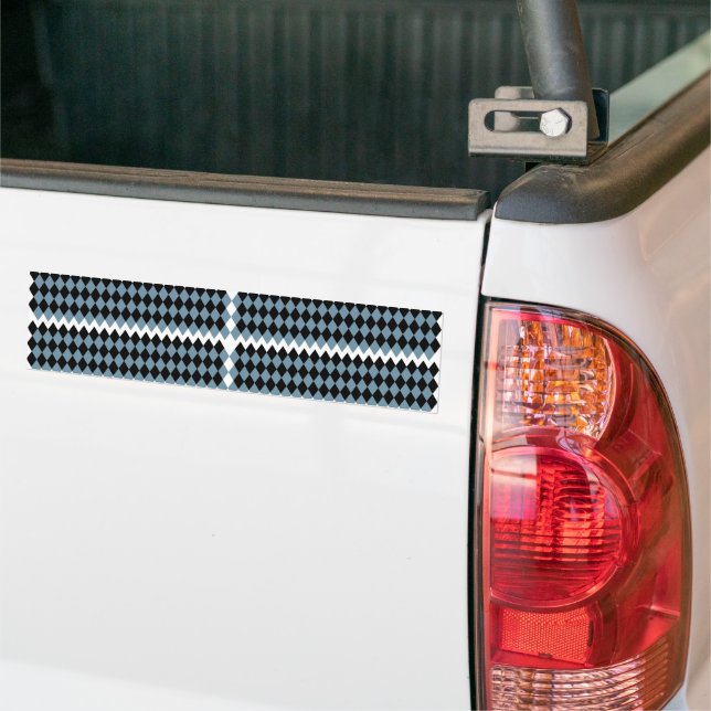 a black and white checkered pattern with a white b bumper sticker (On Truck)