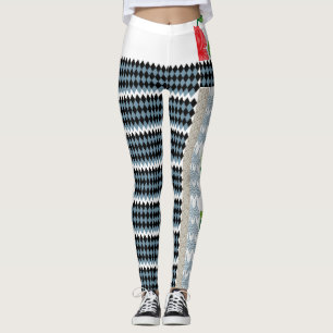 a black and white checkered pattern with a white b leggings