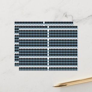 a black and white checkered pattern with a white b postcard