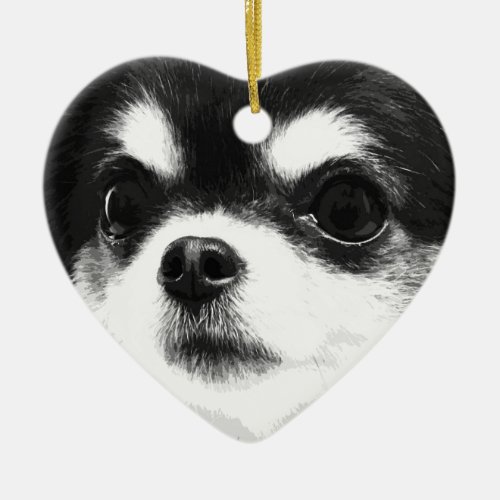 A black and white Chihuahua Ceramic Ornament