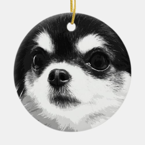 A black and white Chihuahua Ceramic Ornament